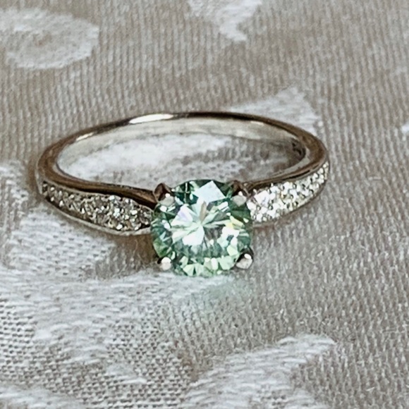 Jewelry - 1.15 Ct. VVS Apple Green Moissanite Ring, Size 8